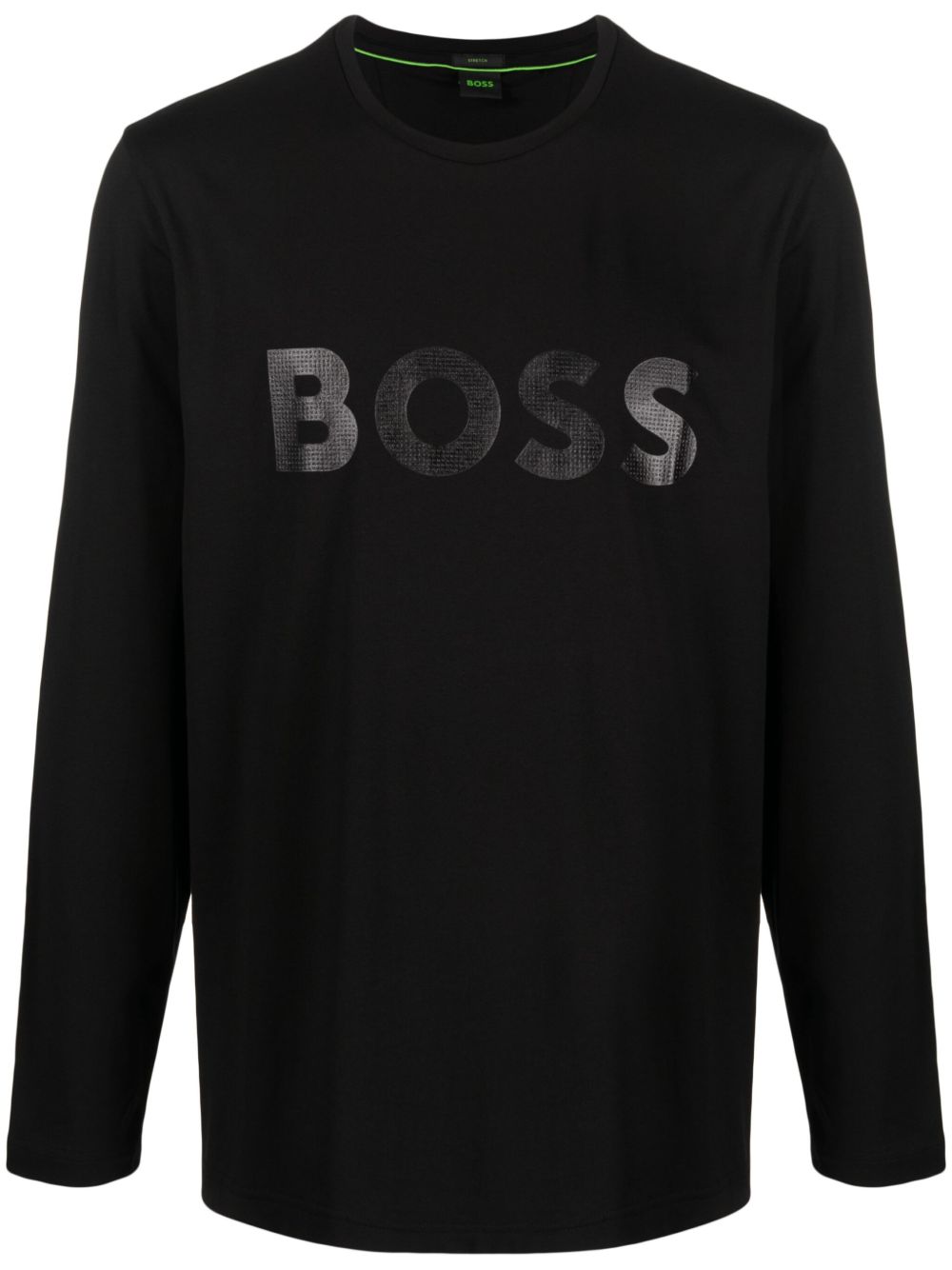BOSS logo印花长袖T恤 - 黑色