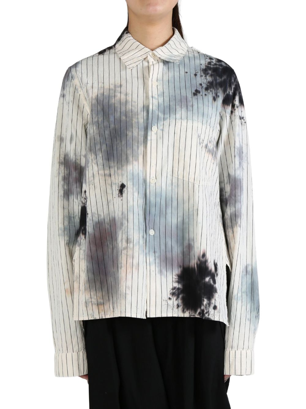 Yohji Yamamoto painted open-collar shirt - 蓝色