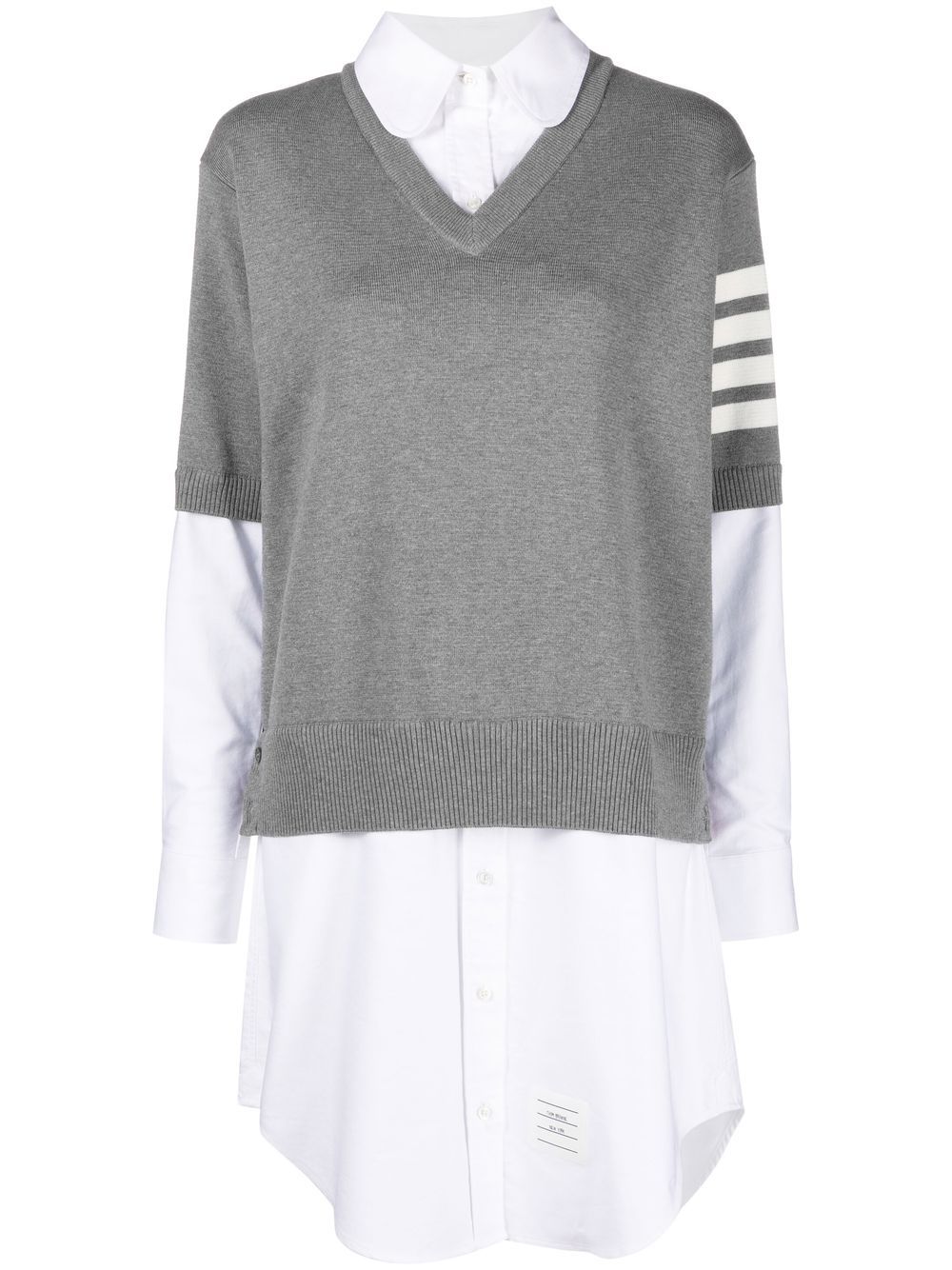 Thom Browne 条纹细节府绸连衣裙 - 灰色