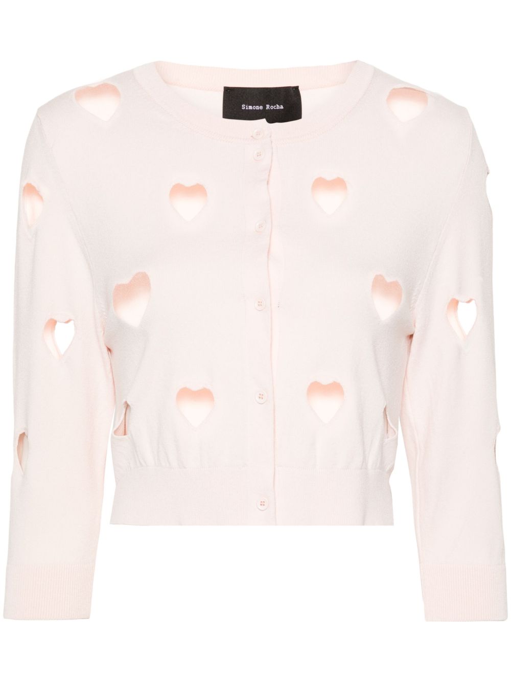 Simone Rocha 镂空细节罗纹开衫 - 粉色