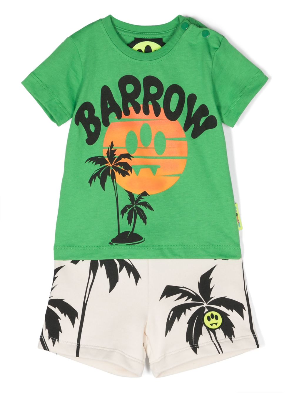 Barrow kids 图案印花棉短裤套装 - 绿色