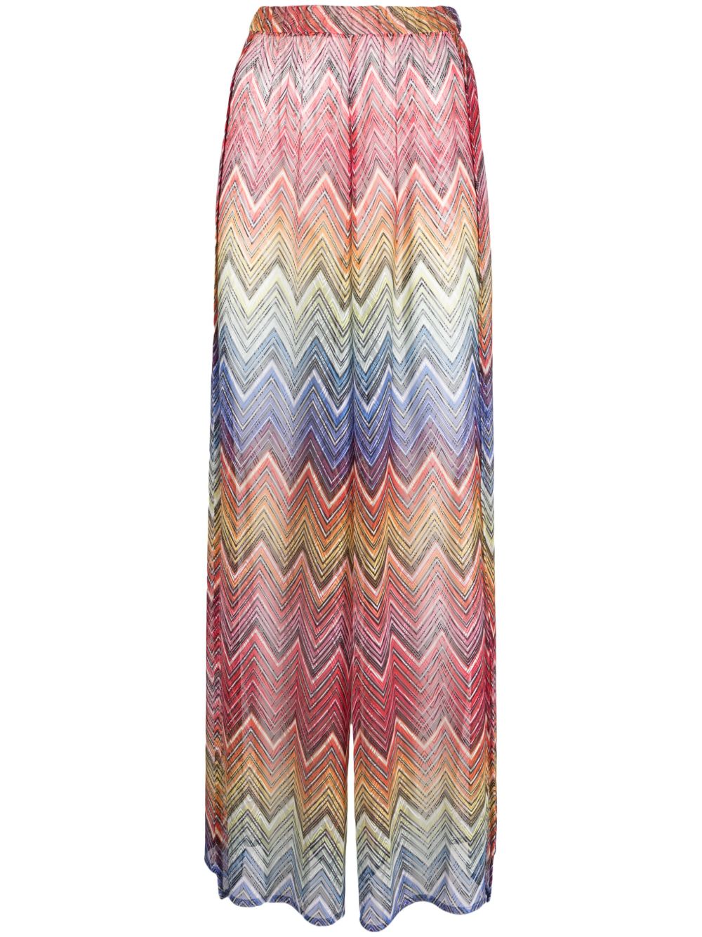 Missoni Z字形图案阔腿裤 - 红色