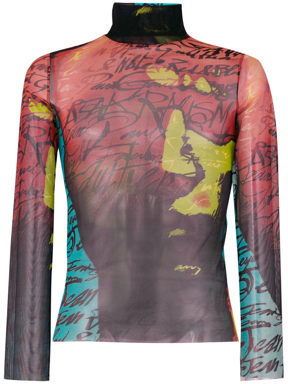 Jean Paul Gaultier Pre-Owned 古着字样印花高领上衣 - 橘色