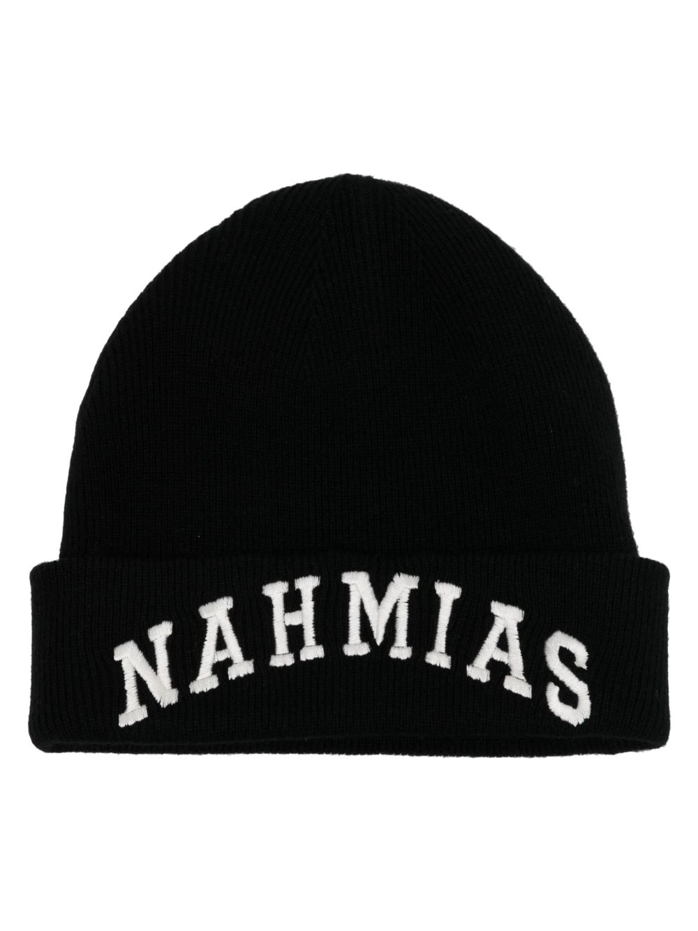 Nahmias logo刺绣羊毛羊绒混纺套头帽 - 黑色