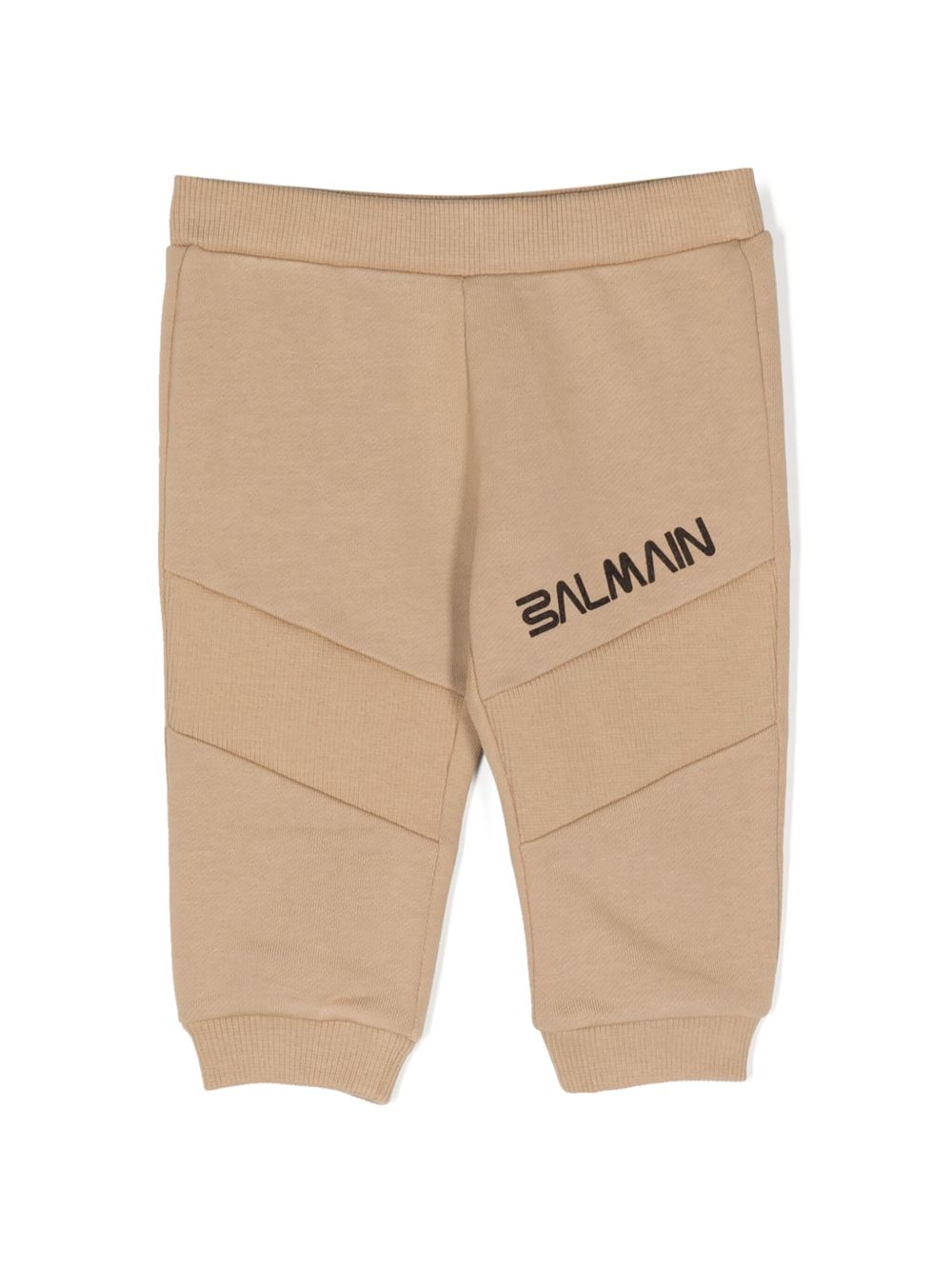Balmain Kids logo印花棉运动裤 - 褐色