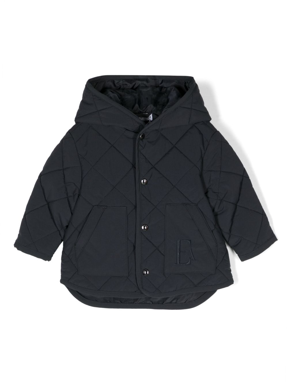 Emporio Armani Kids 连帽排扣填充夹克 - 蓝色