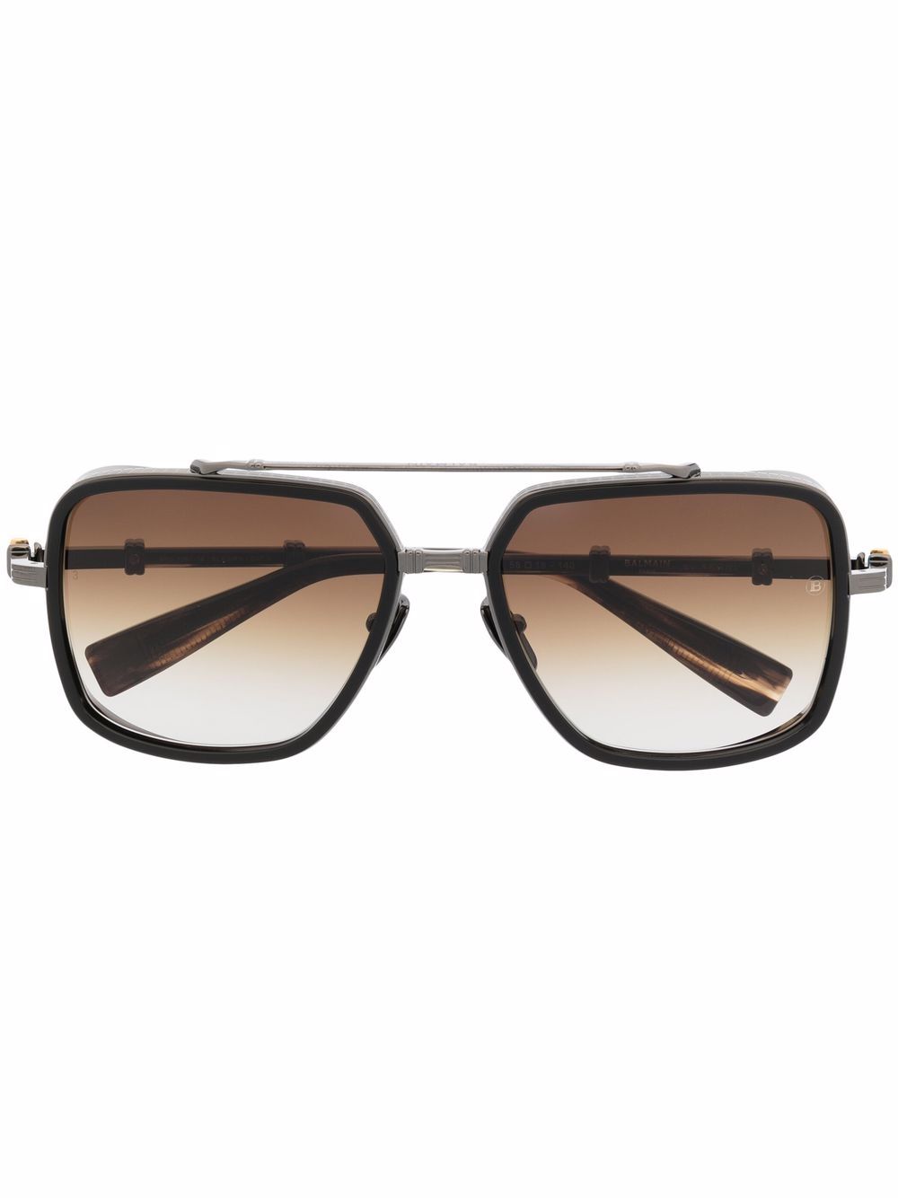 Balmain Eyewear 巴尔曼 Officier 飞行员镜框太阳眼镜 - 褐色