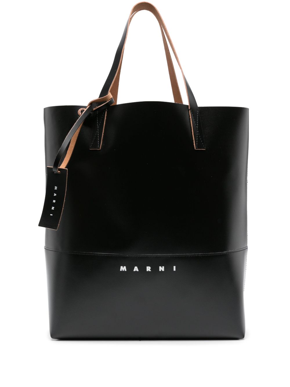 Marni Tribeca logo印花人造皮革托特包 - 黑色