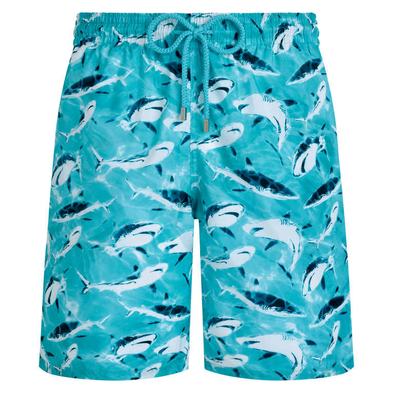 Vilebrequin Men Long Ultra-light And Packable Swim Shorts Requins - Okohina - Blue - Size L