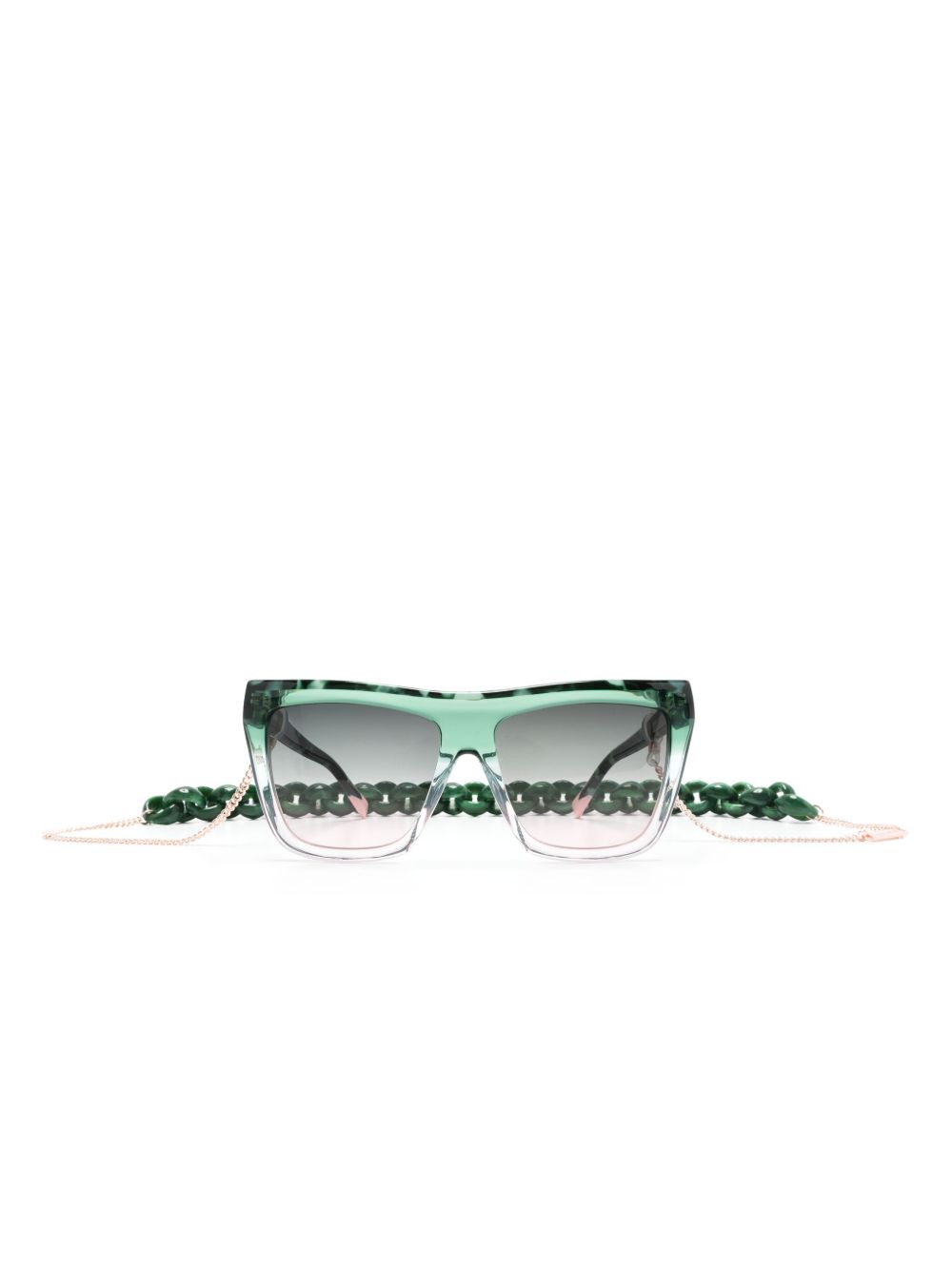 MISSONI EYEWEAR 玳瑁纹方框太阳眼镜 - 绿色