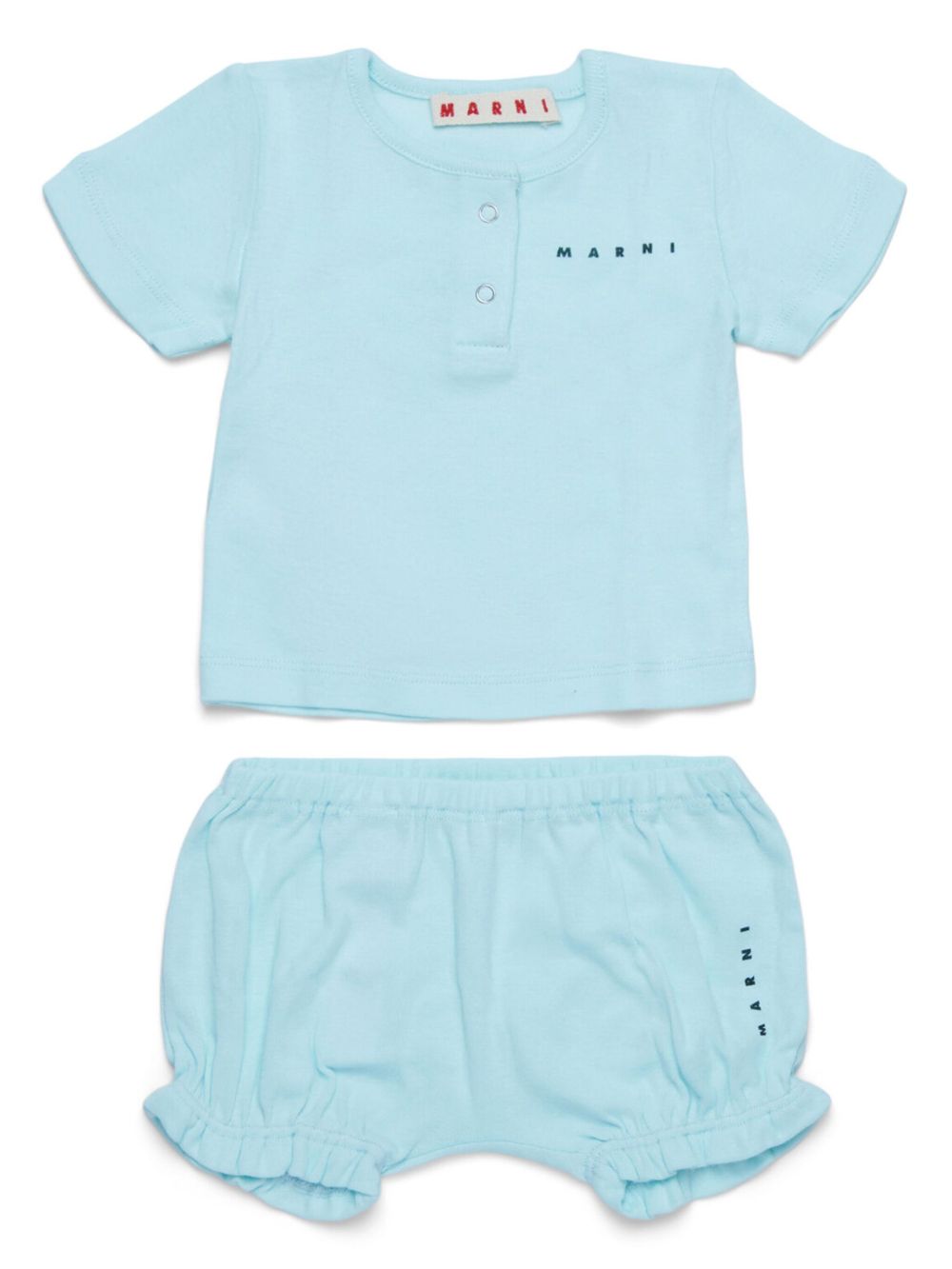 Marni Kids logo印花短裤套装 - 蓝色