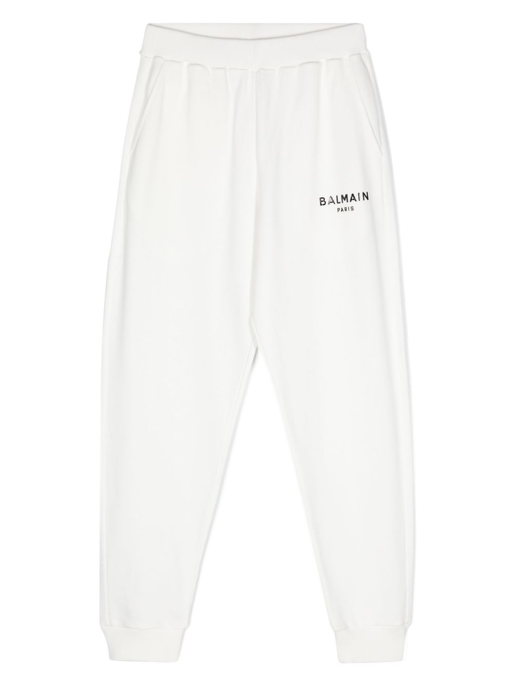 Balmain Kids logo印花棉运动裤 - 白色