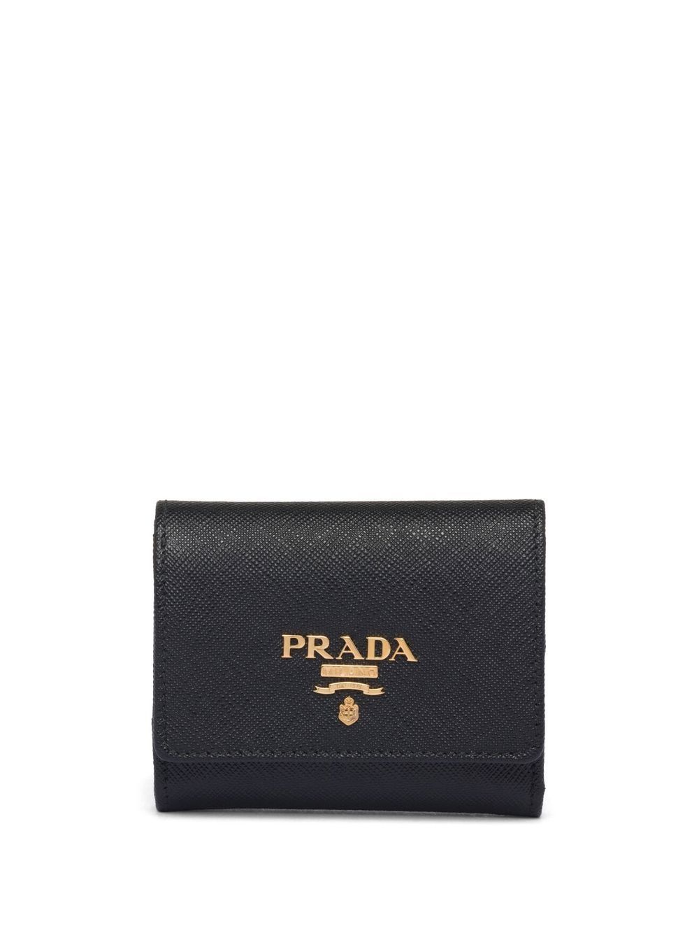 Prada logo字样皮质钱包 - 黑色