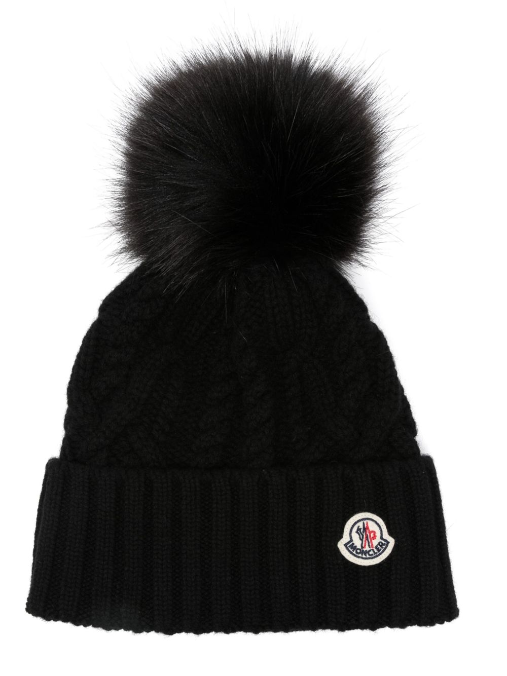 Moncler 绒球细节套头帽 - 黑色