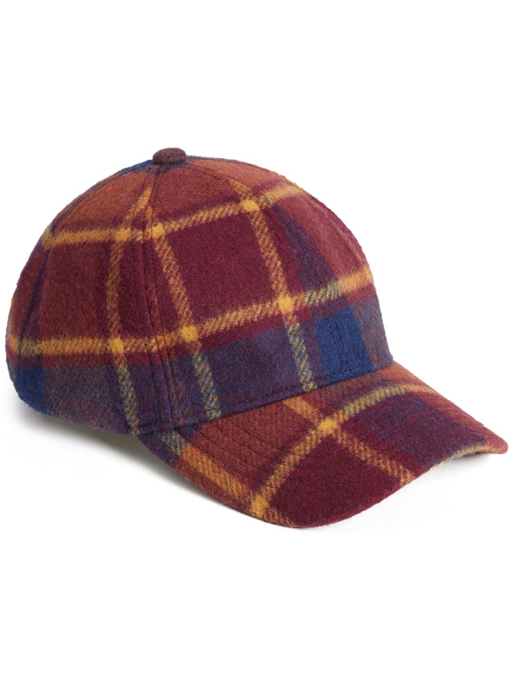 Woolrich 双色格纹羊毛棒球帽 - 红色