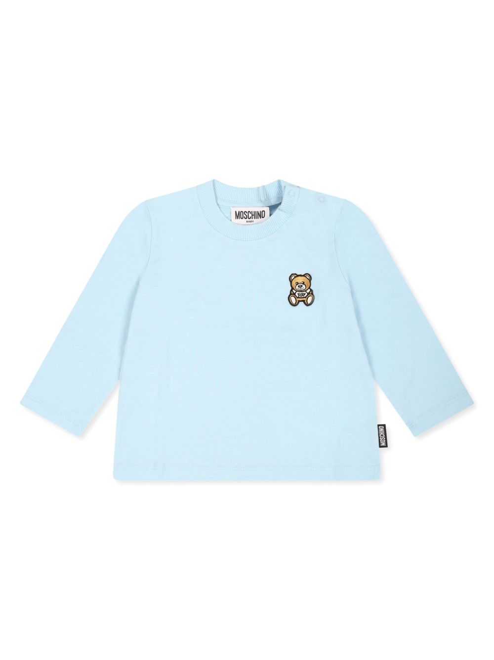 Moschino Kids logo刺绣长袖T恤 - 蓝色