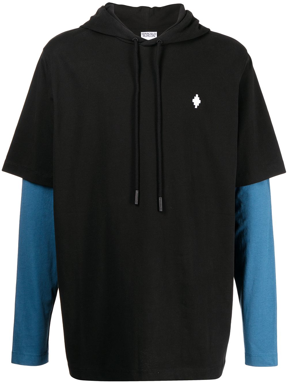 Marcelo Burlon County of Milan logo印花分层式连帽衫 - 黑色
