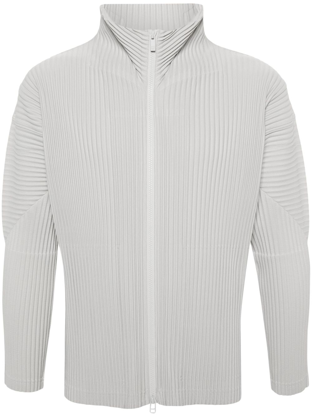 Homme Plissé Issey Miyake 拉链细褶夹克 - 灰色