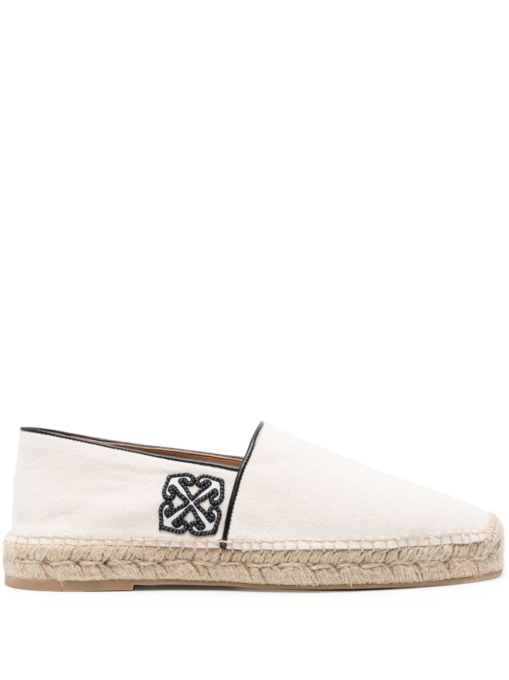 Off-White Anglette 帆布草编鞋 - 白色
