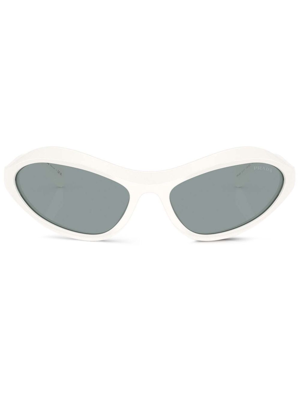 Prada Eyewear logo雕刻椭圆形镜框太阳眼镜 - 白色