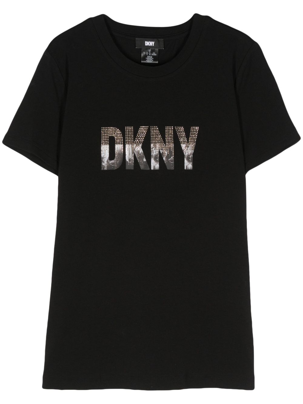 DKNY logo水钻缀饰T恤 - 黑色