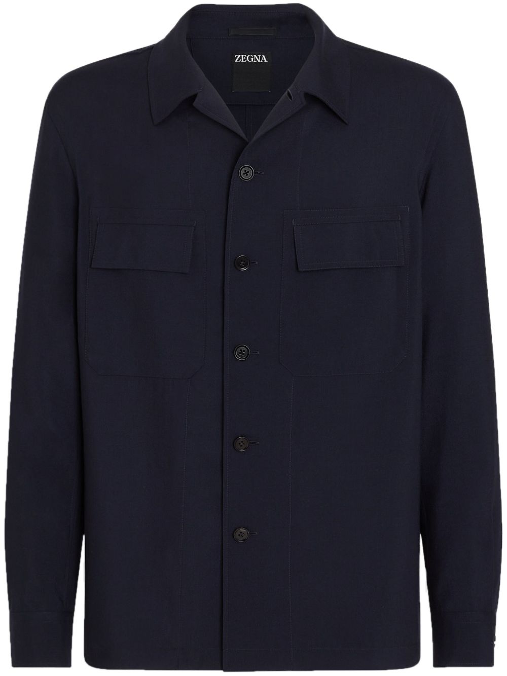 Zegna Alba Oasi 羊绒夹克式衬衫 - 蓝色