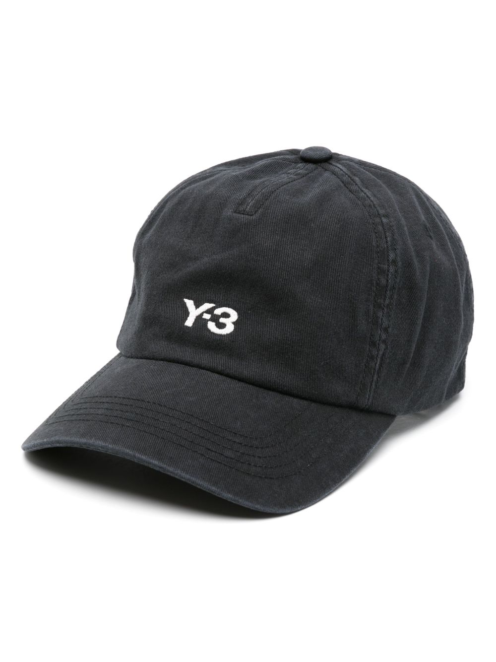 Y-3 logo刺绣棉棒球帽 - 黑色
