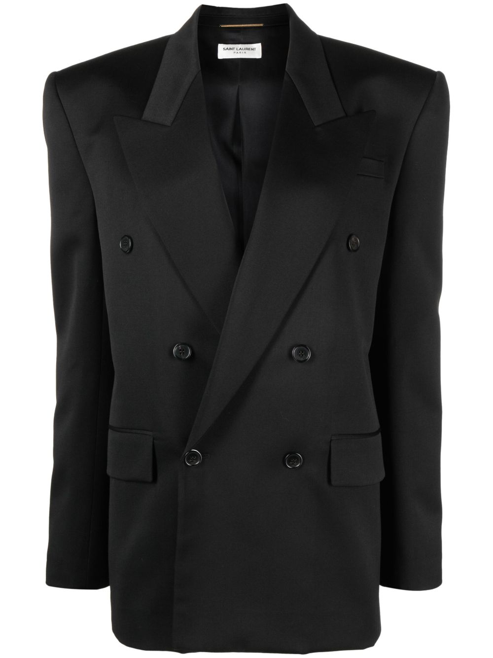 Saint Laurent 羊毛双排扣西装夹克 - 黑色
