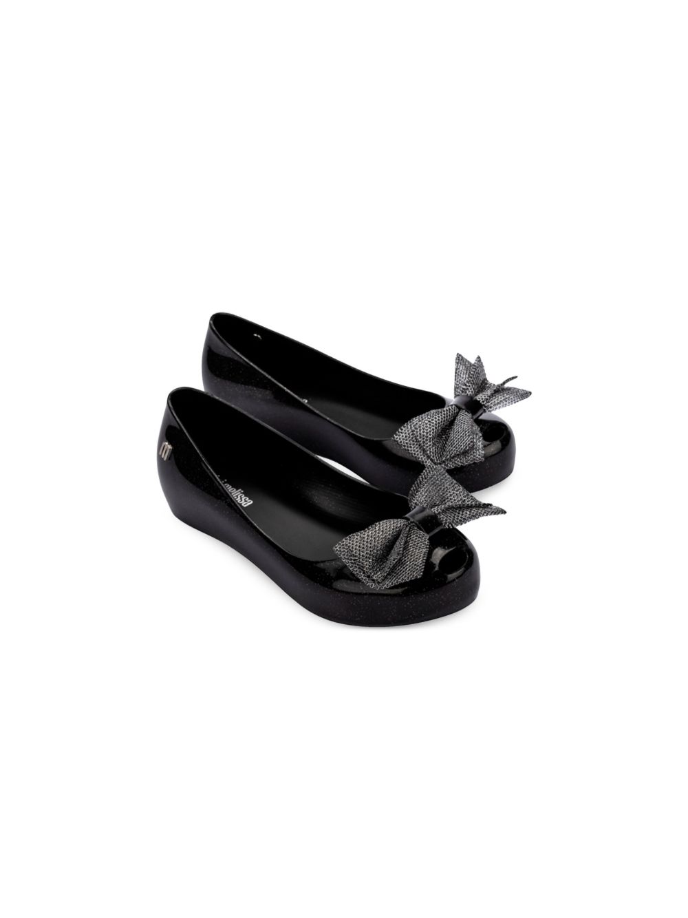 Mini Melissa 蝴蝶结细节平底鞋 - 黑色
