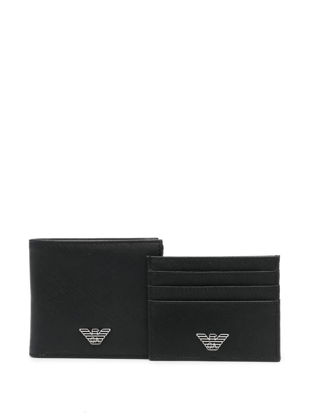 Emporio Armani logo标牌钱包套装 - 黑色