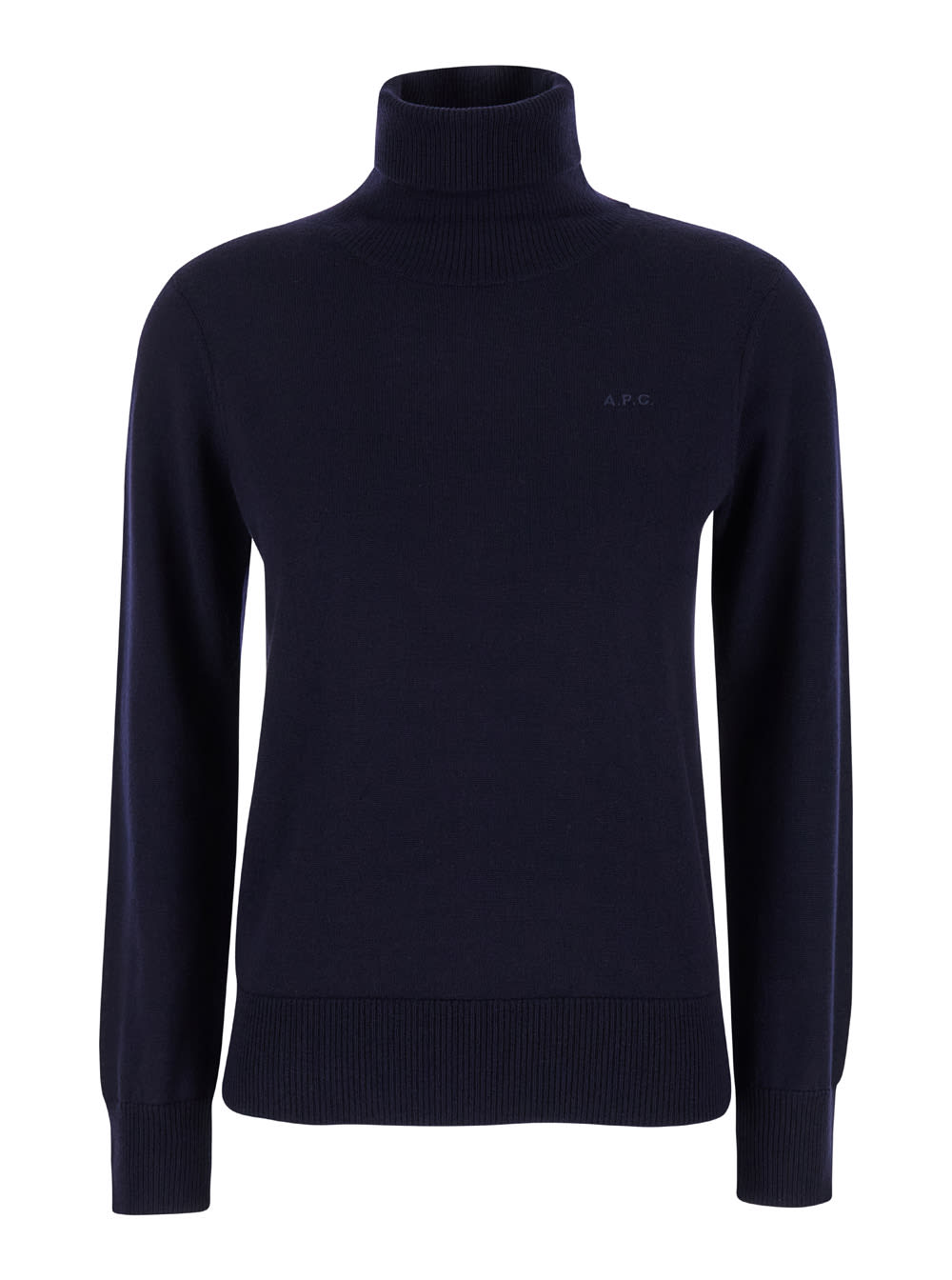 A. P.C.带有徽标刺绣的高领毛衣