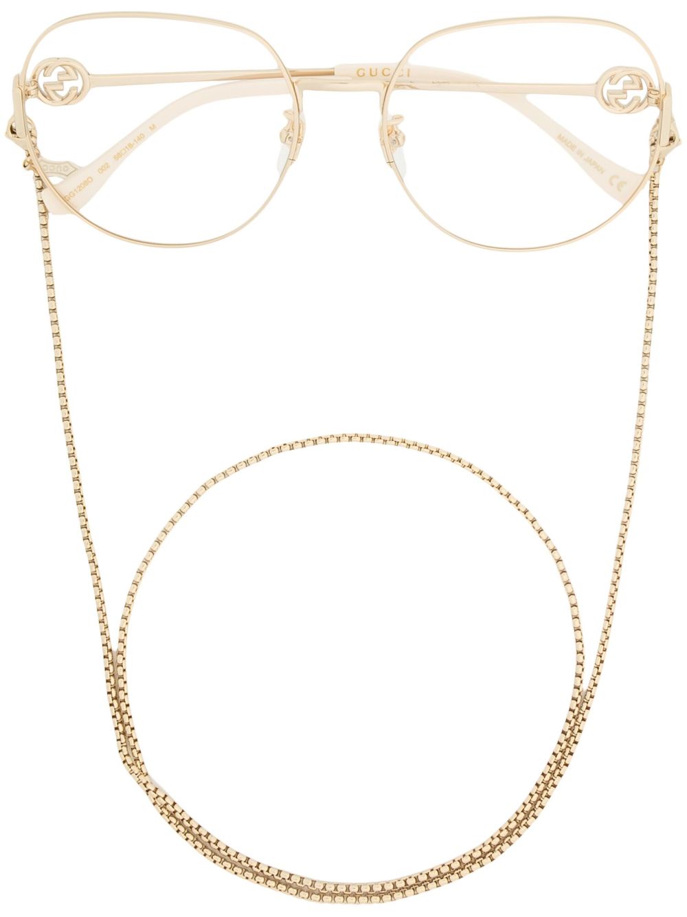 Gucci Eyewear logo标牌圆框眼镜 - 金色