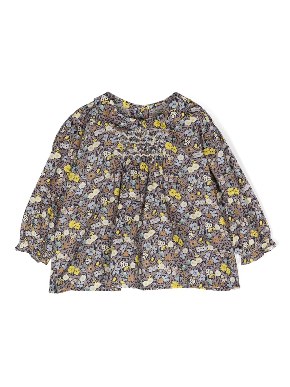 Bonpoint Julietti 花卉印花棉罩衫 - 蓝色