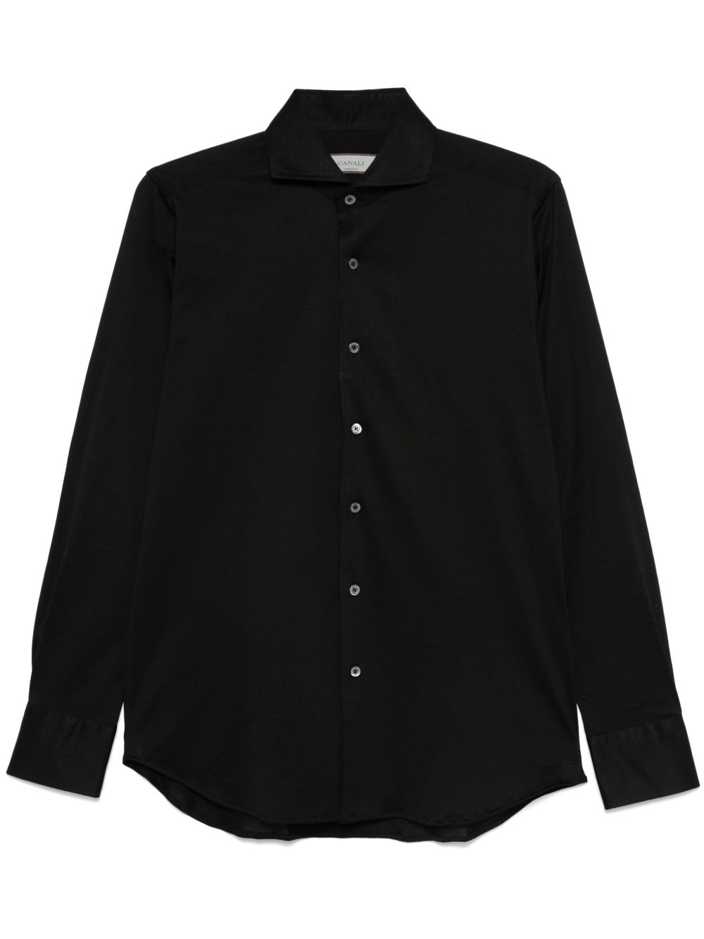 Canali 轻薄平纹针织衬衫 - 黑色