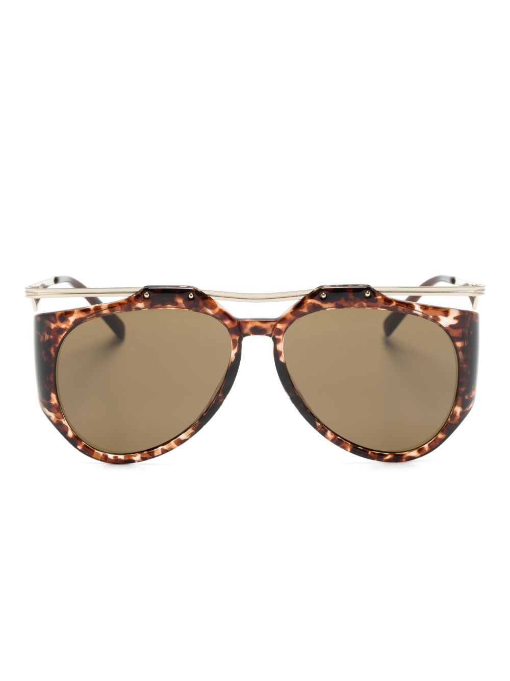 Saint Laurent Eyewear SL M137 Amelia 飞行员镜框太阳眼镜 - 褐色