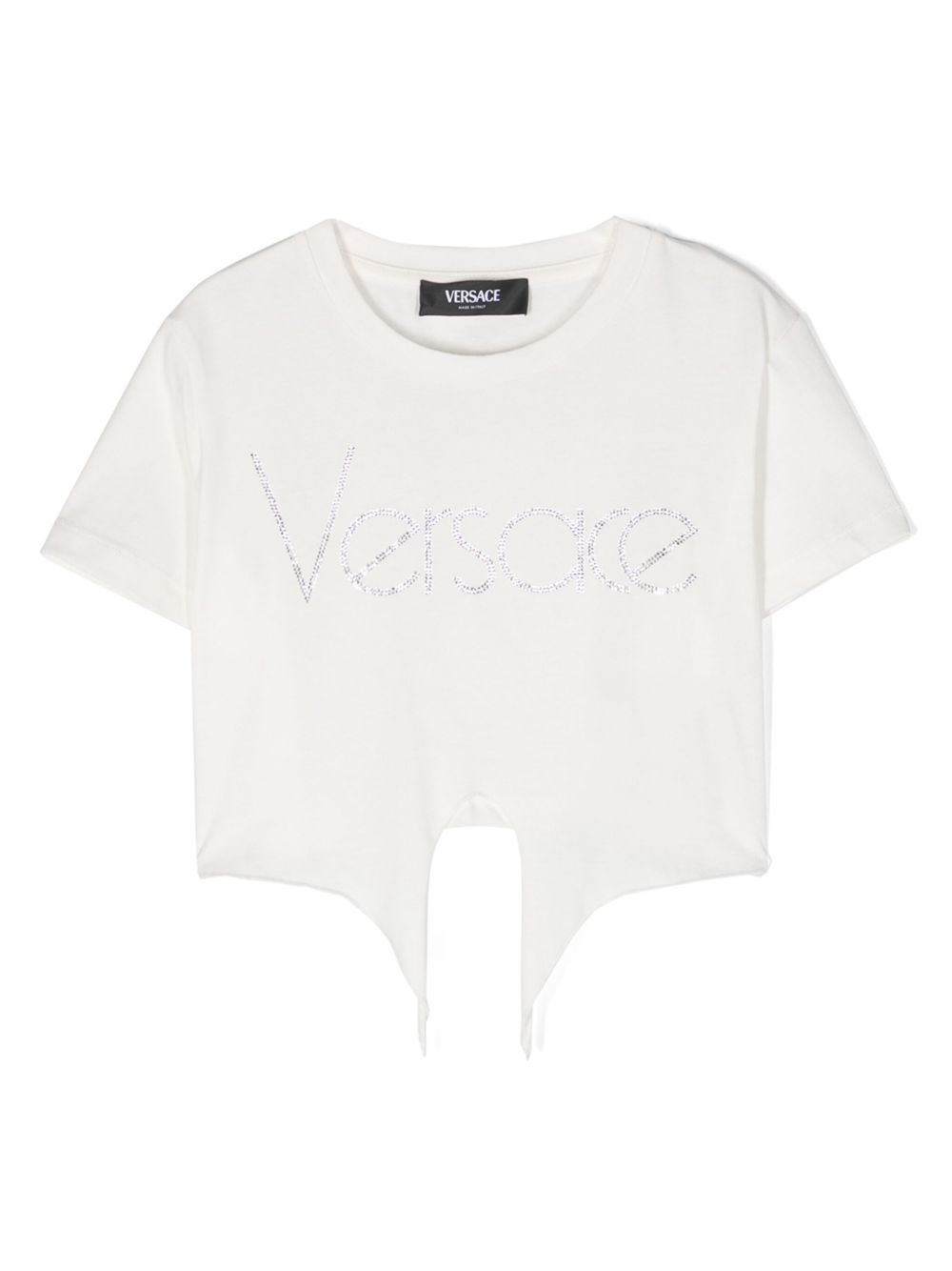 Versace Kids 水钻logo棉T恤 - 白色