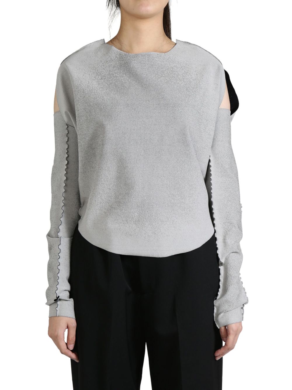 Pleats Please Issey Miyake cut-out top - 灰色