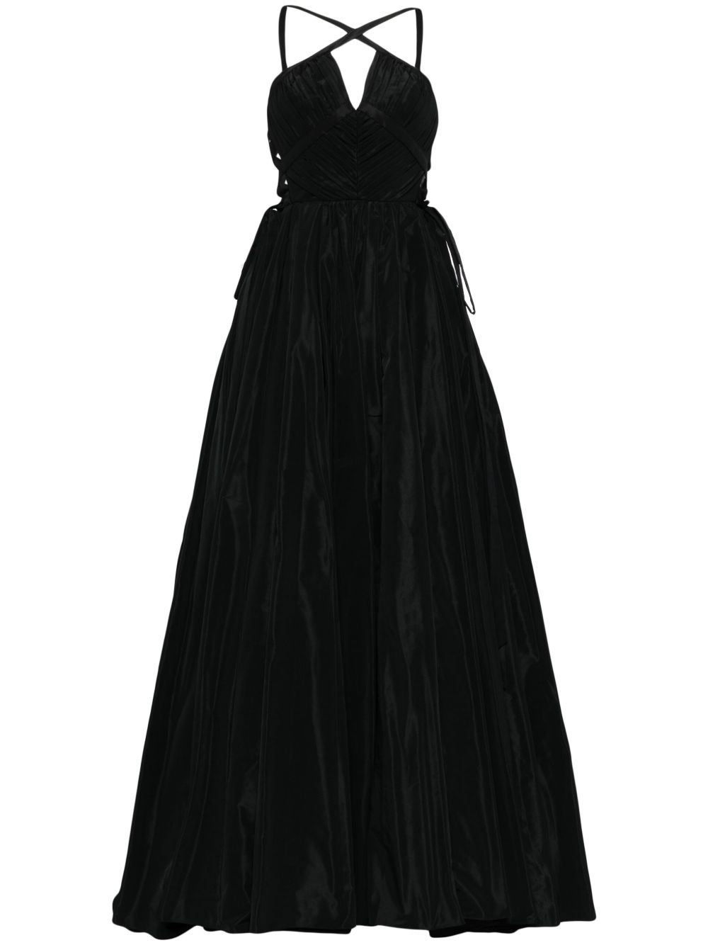 Zuhair Murad 交叉饰带塔夫绸礼服 - 黑色