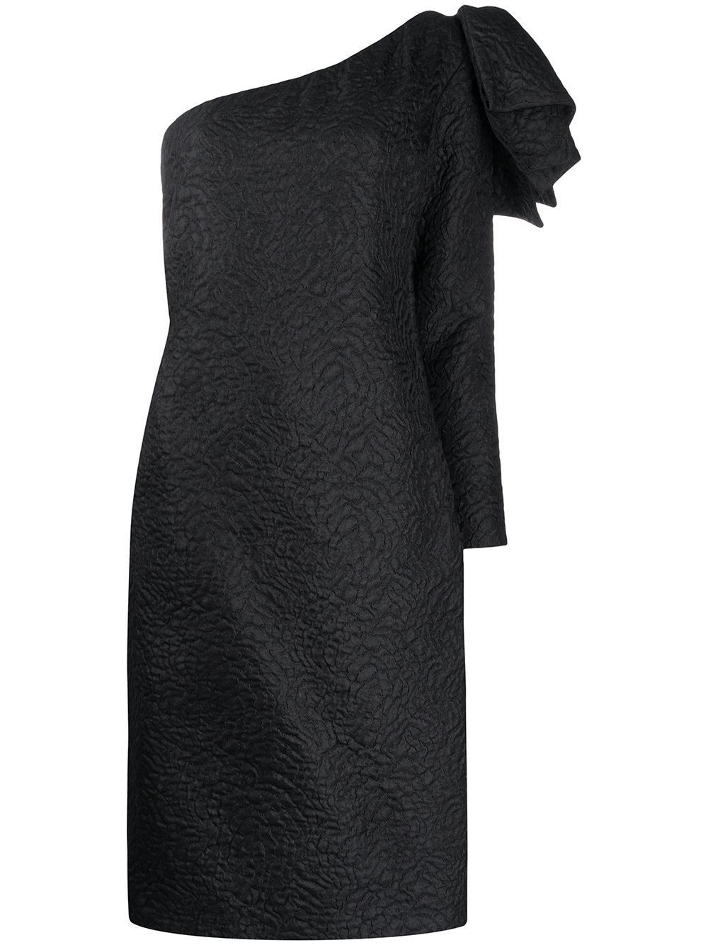 Saint Laurent Pre-Owned 单肩长袖提花连衣裙 - 黑色