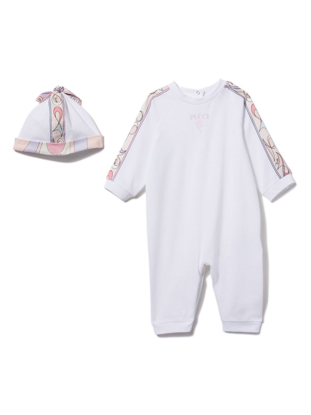 PUCCI Junior Marmo 边饰连体衣套装 - 白色