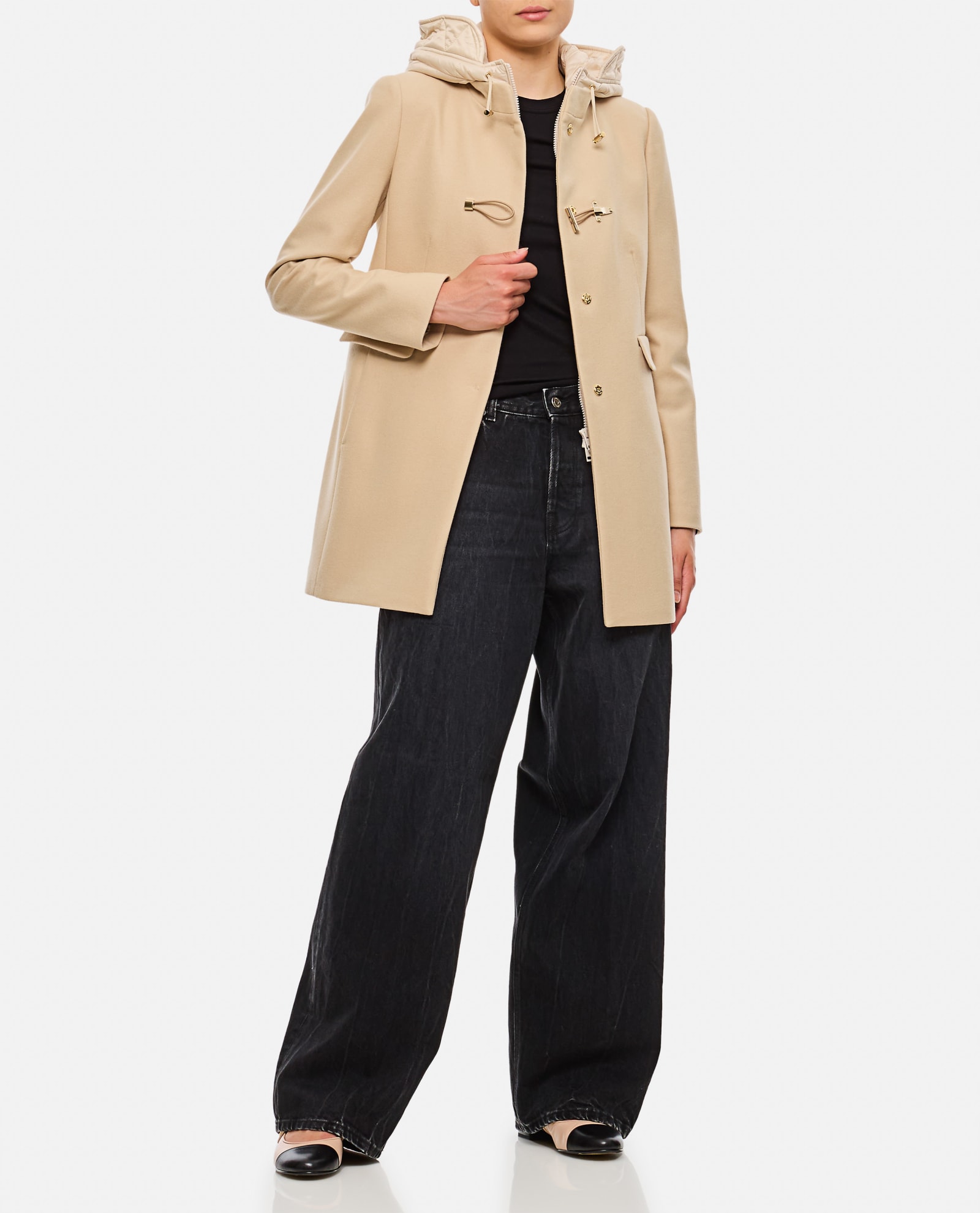 Fay Front Nylon Toggle Double Breasted Coat