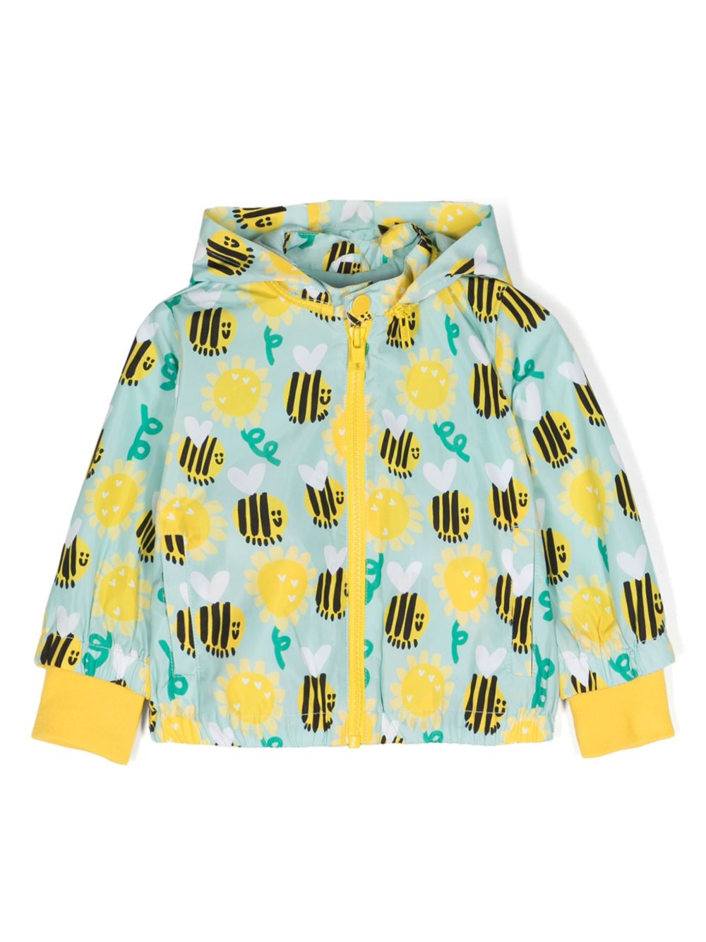 Stella McCartney Kids 花卉印花连帽夹克 - 绿色