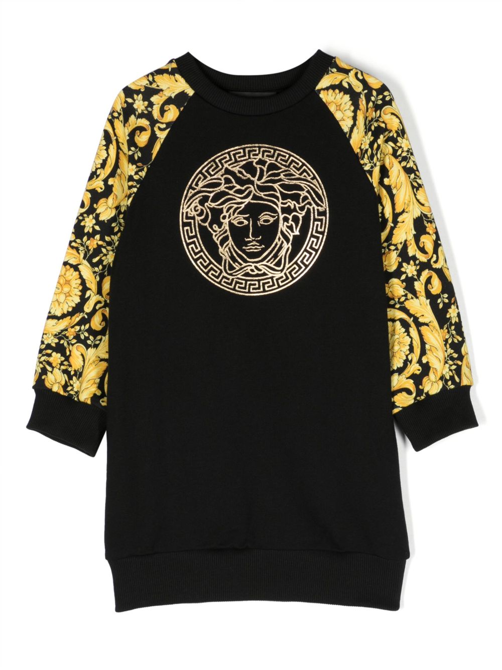 Versace Kids Barocco Medusa 印花卫衣式连衣裙 - 黑色