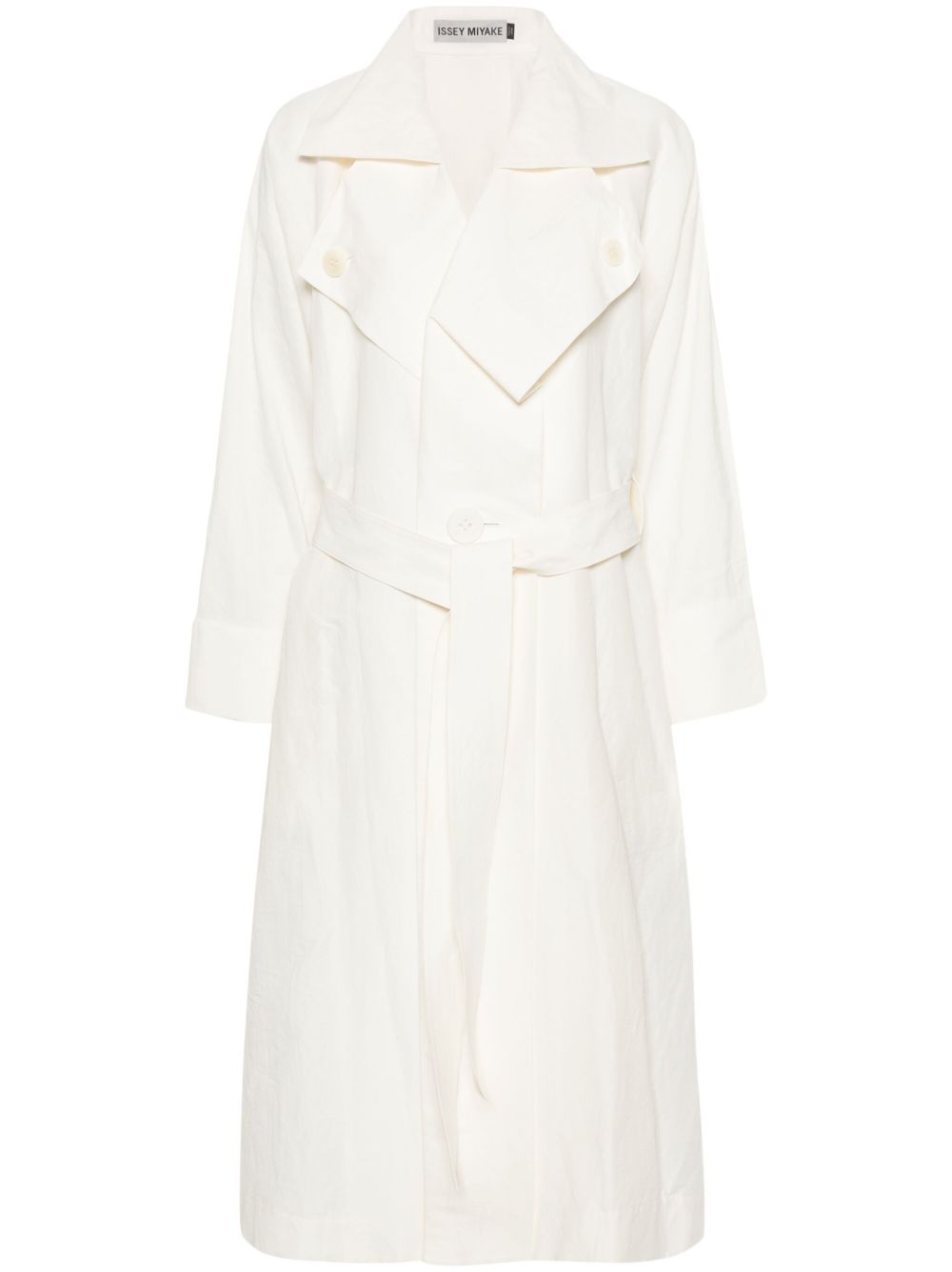 Issey Miyake Shaped Membrane 亚麻风衣 - 白色