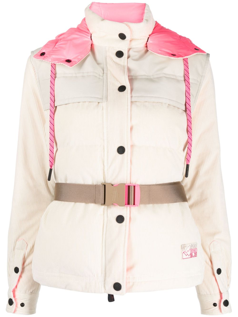 Moncler Grenoble Tetras 标贴灯芯绒填充夹克 - 中性色