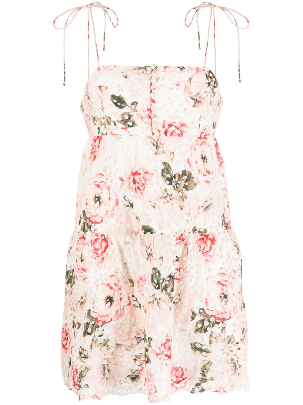 alice + olivia Lorelle Babydoll 花卉印花迷你连衣裙 - 粉色