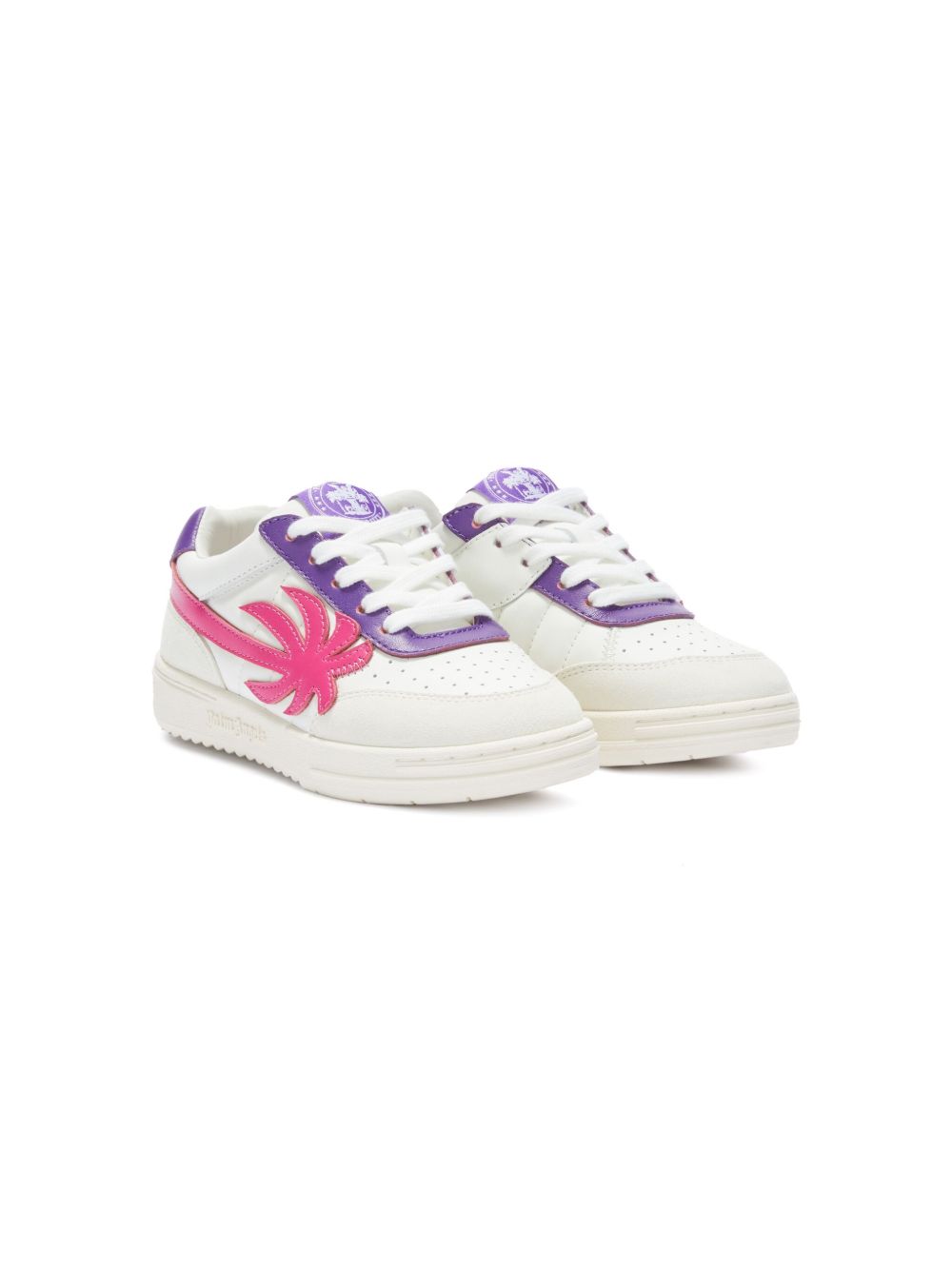 Palm Angels Kids Palm Beach University 皮质运动鞋 - 白色