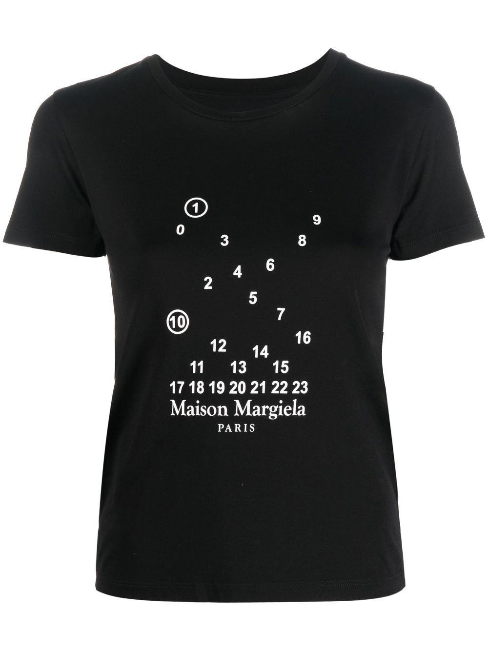 Maison Margiela 数字图案棉T恤 - 黑色