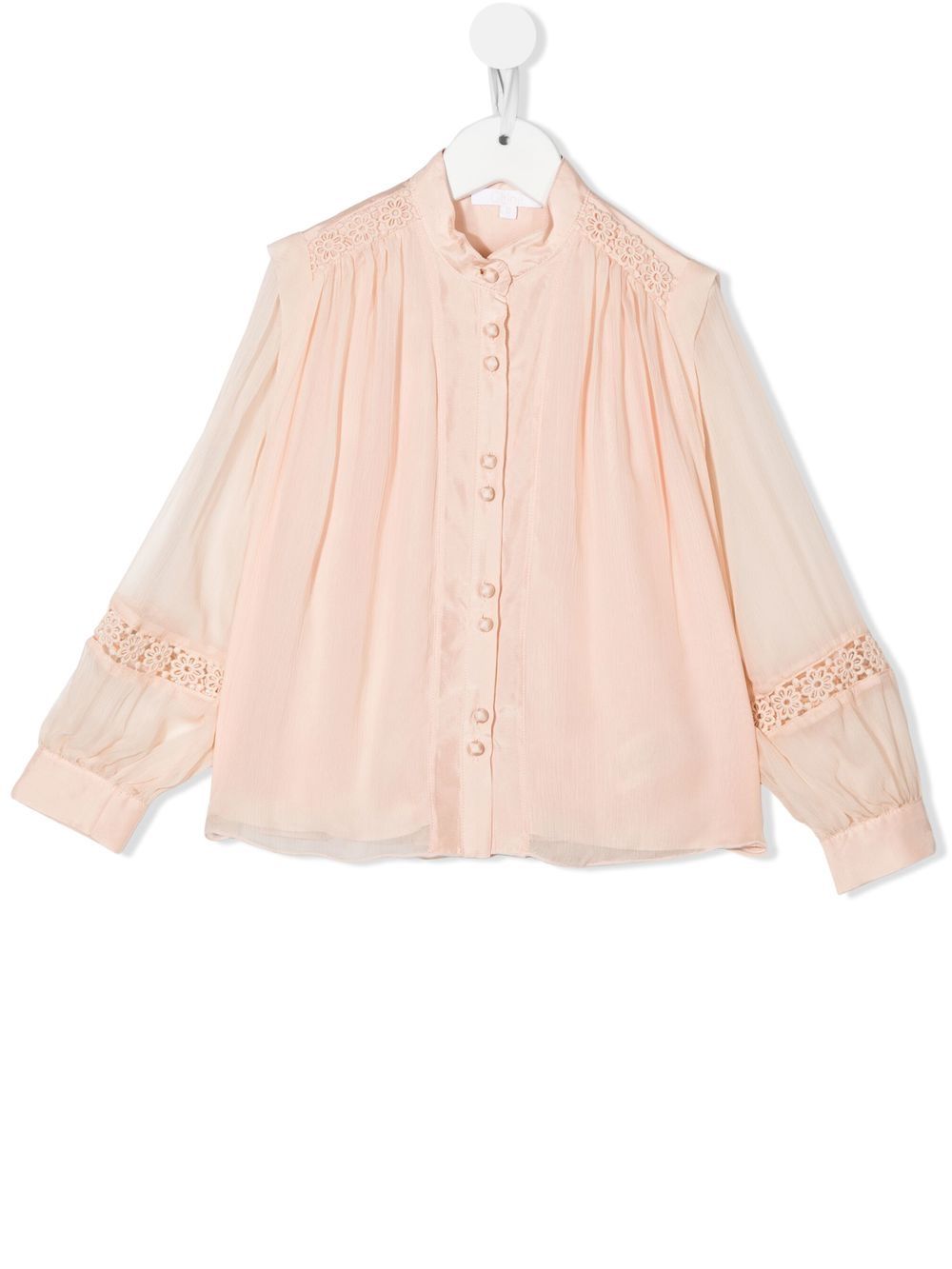 Chloé Kids 刺绣褶饰细节罩衫 - 粉色