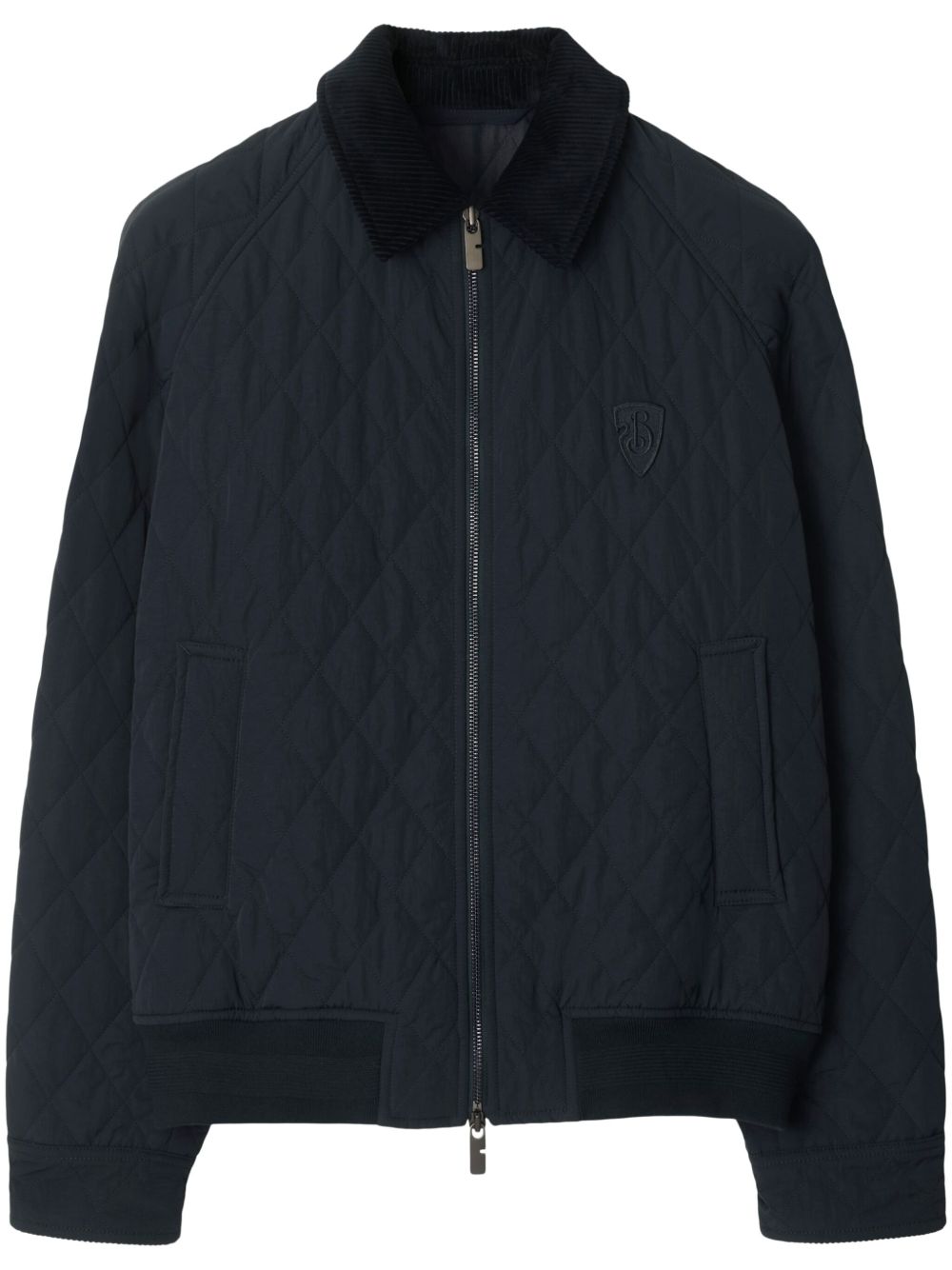Burberry logo刺绣填充夹克 - 蓝色